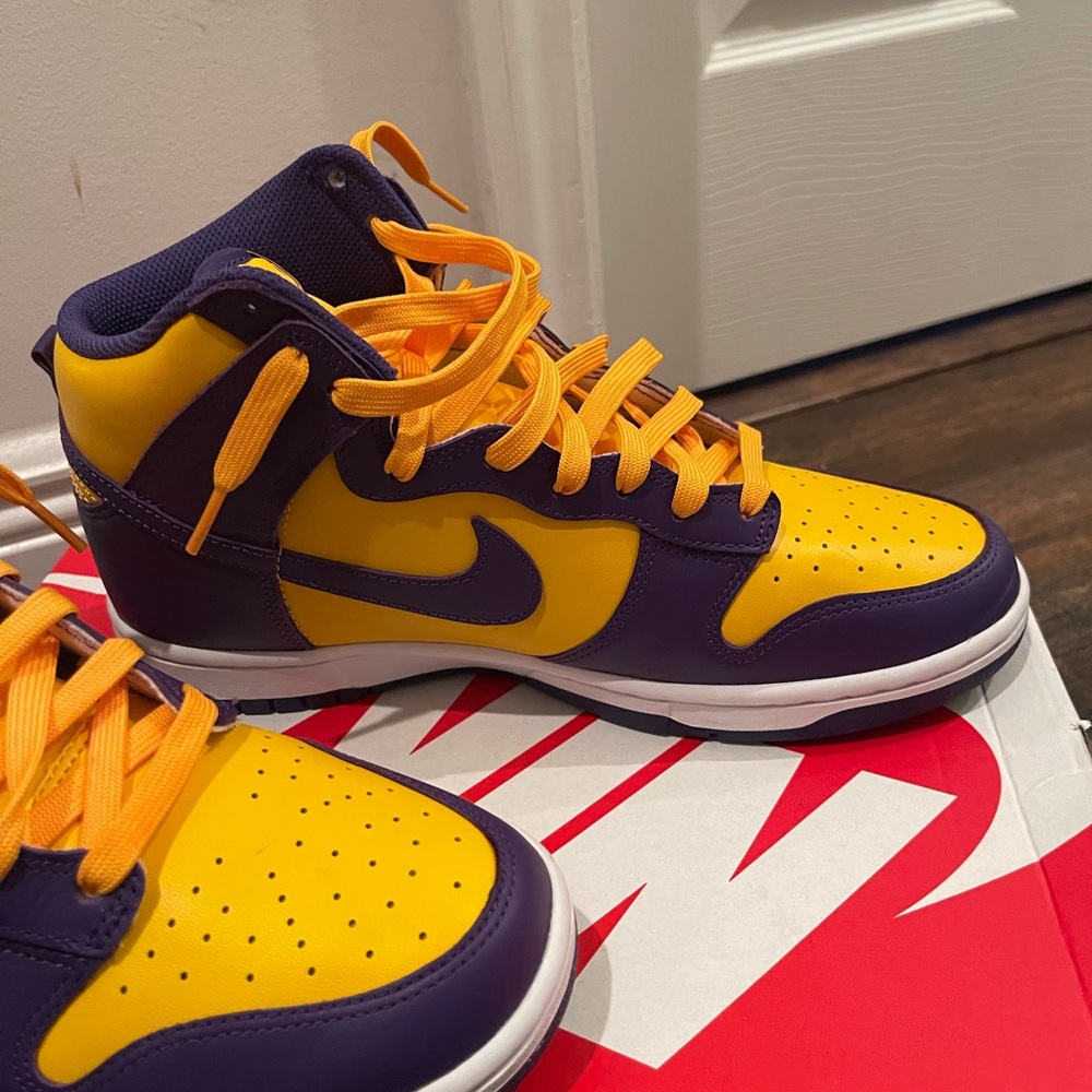 Nike Yellow and Purple High-Top Sneakers - Picture 8 of 10